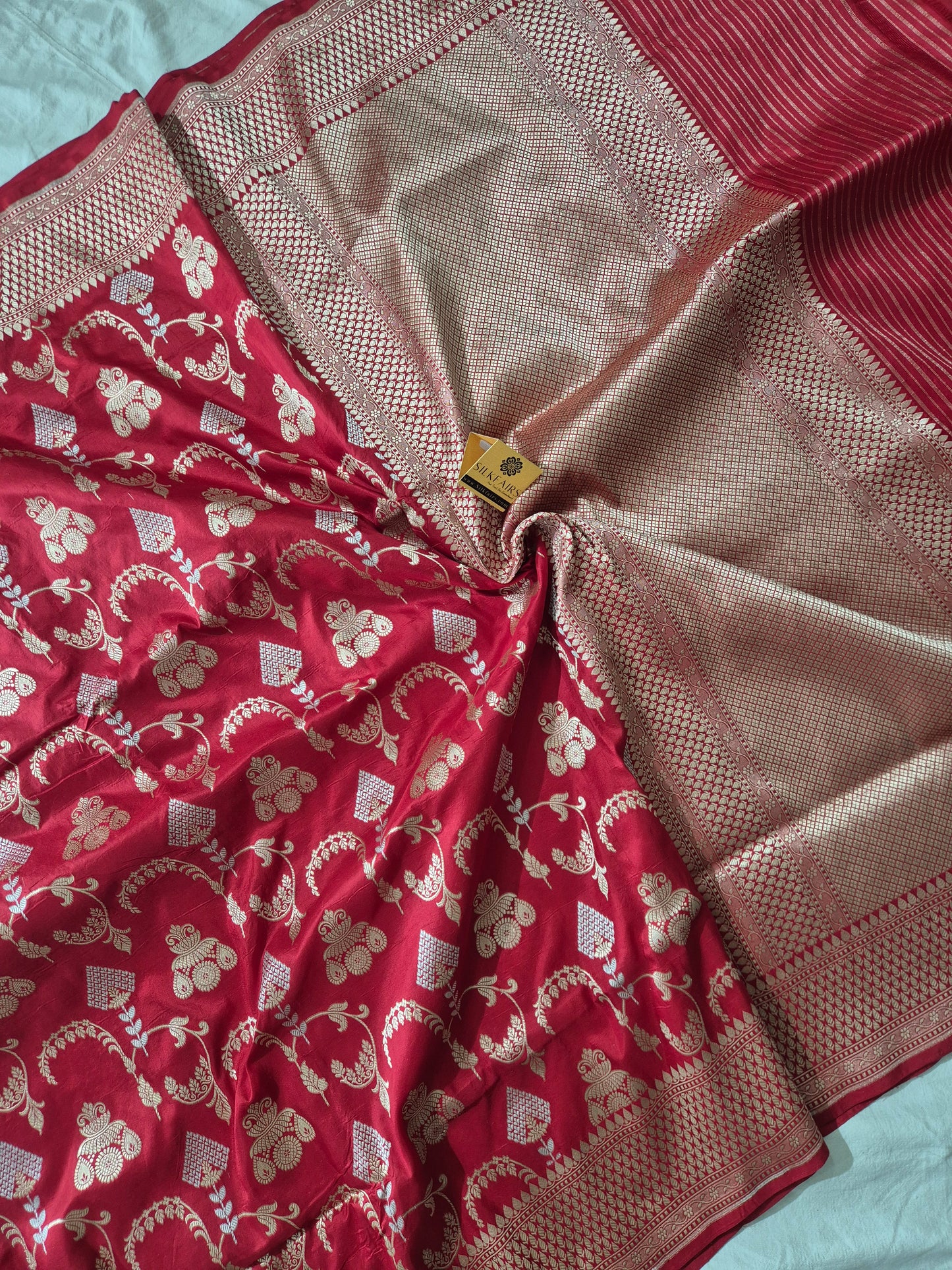 Pure Katan Silk Banarasi Handloom Saree -All Over Sona Roopa Work