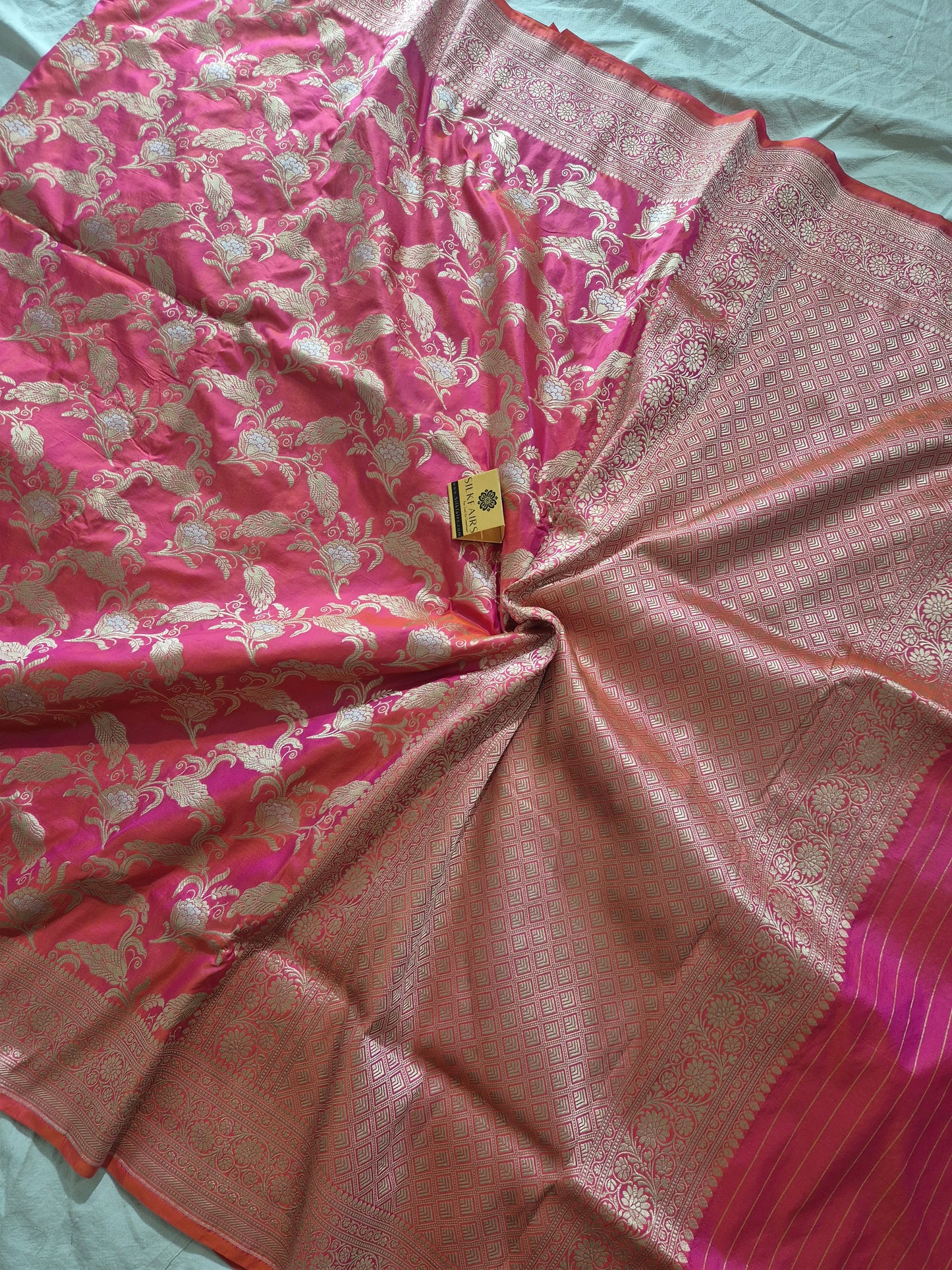 Pure Katan Silk Banarasi Handloom Saree -All Over Sona Roopa Work