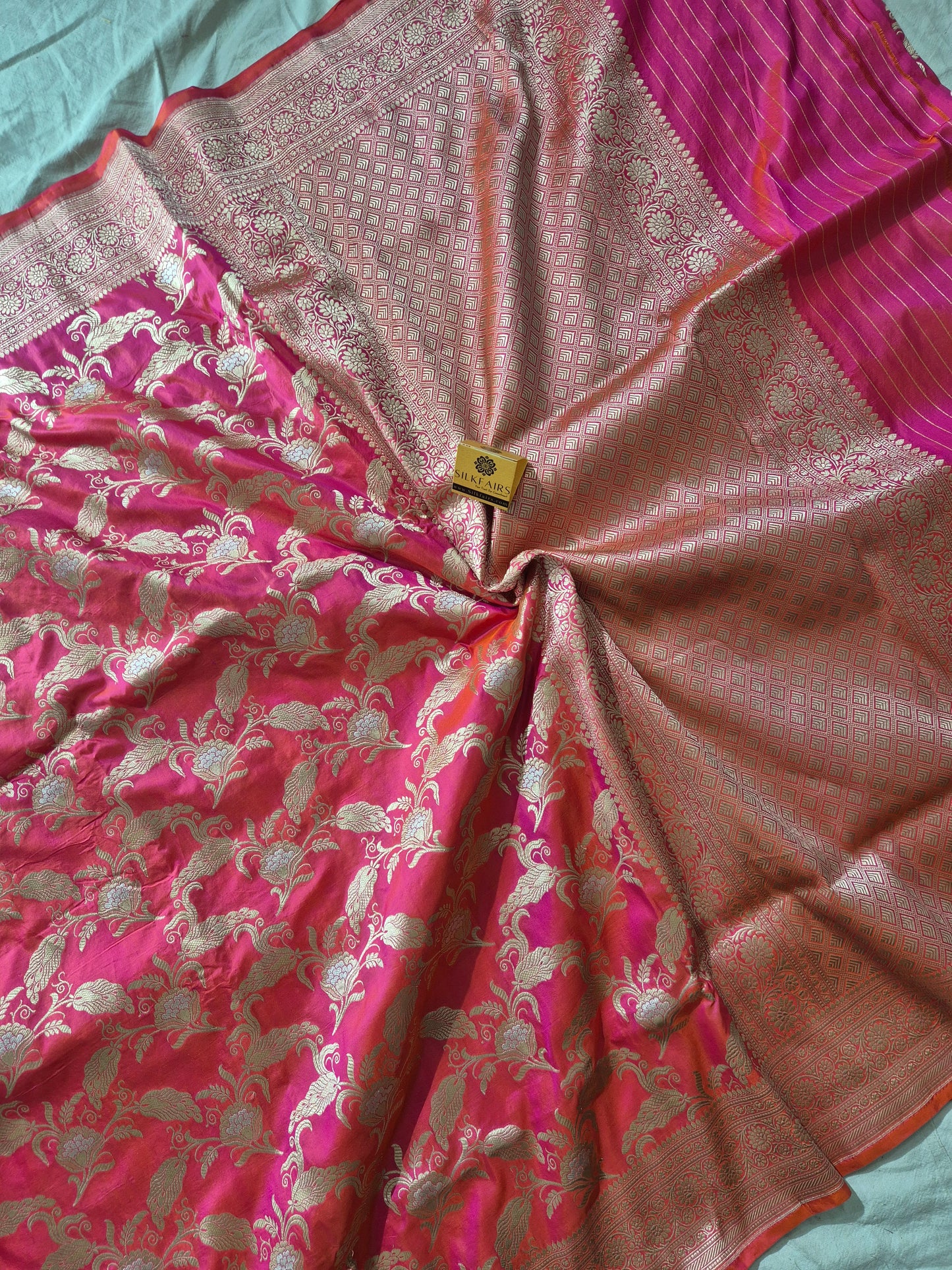 Pure Katan Silk Banarasi Handloom Saree -All Over Sona Roopa Work
