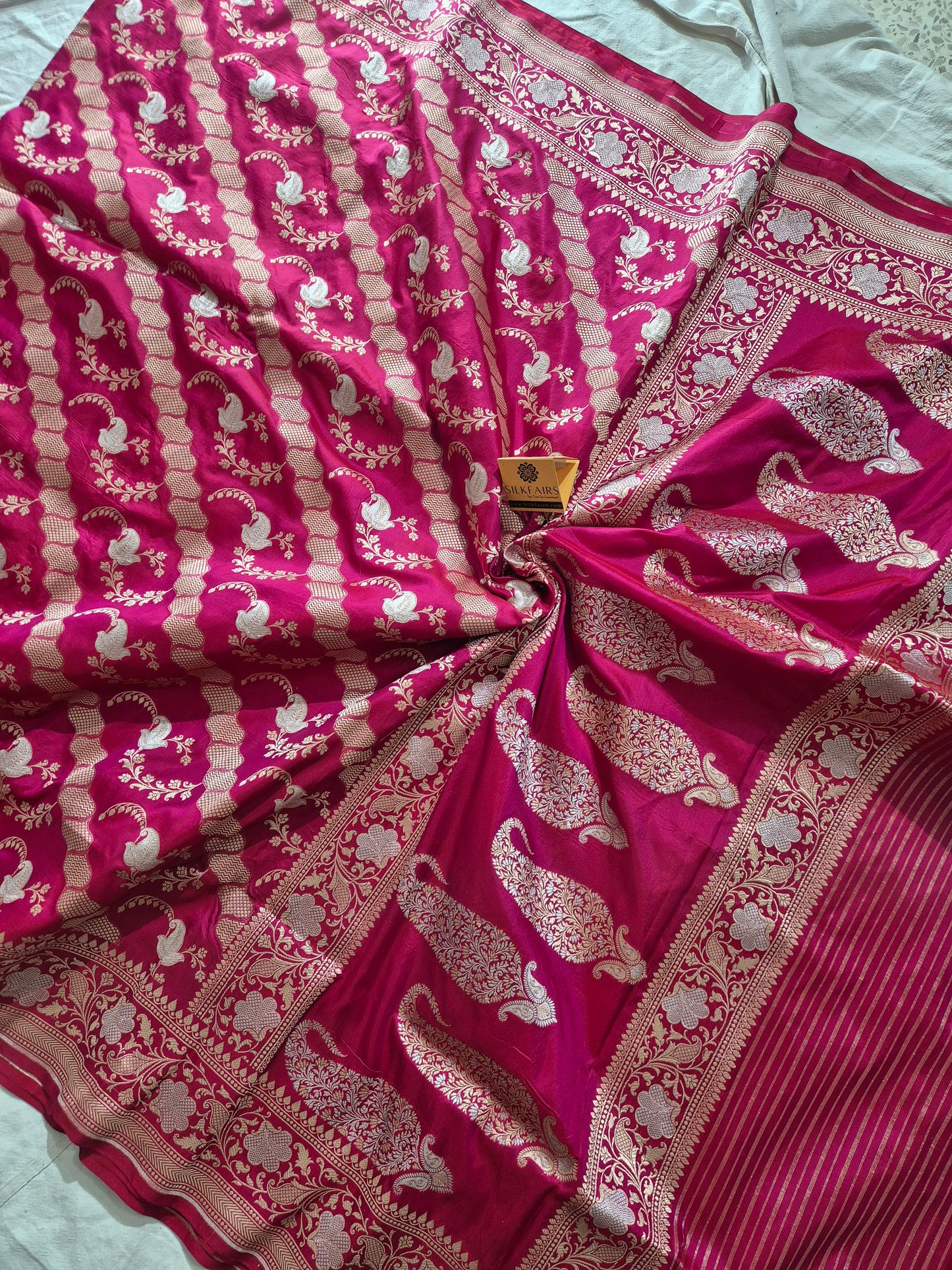 Pure Katan Silk Banarasi Handloom Saree -All Over Sona Roopa Work