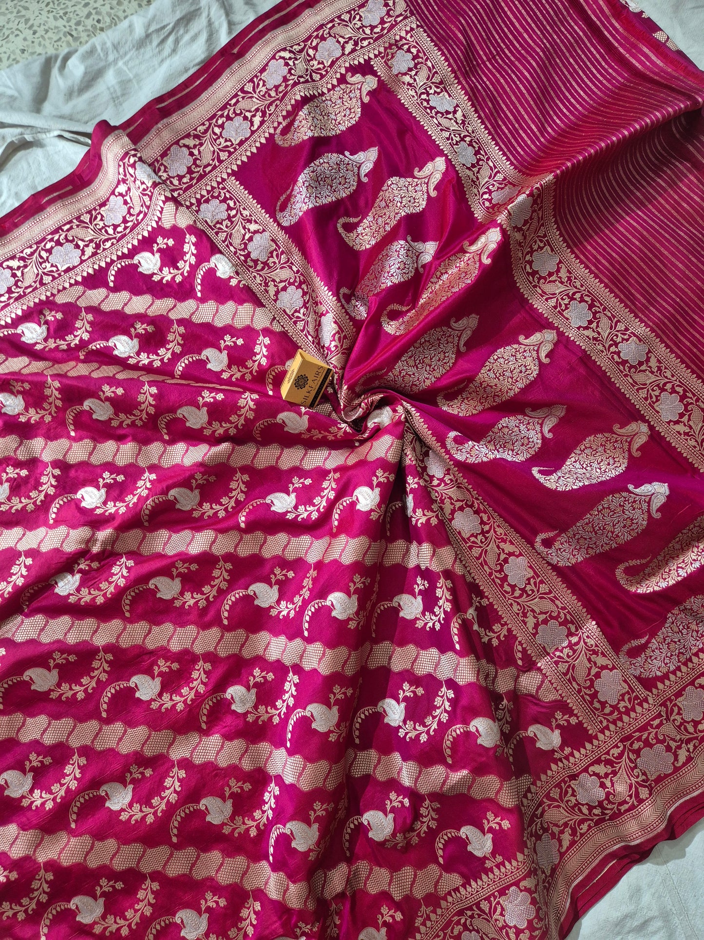 Pure Katan Silk Banarasi Handloom Saree -All Over Sona Roopa Work