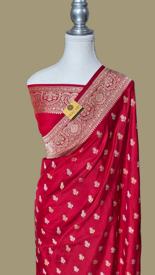 Pure Katan Silk Banarasi Handloom Saree -All Over Sona Roopa Work