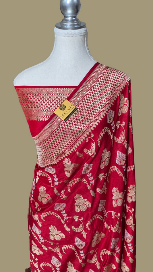 Pure Katan Silk Banarasi Handloom Saree -All Over Sona Roopa Work