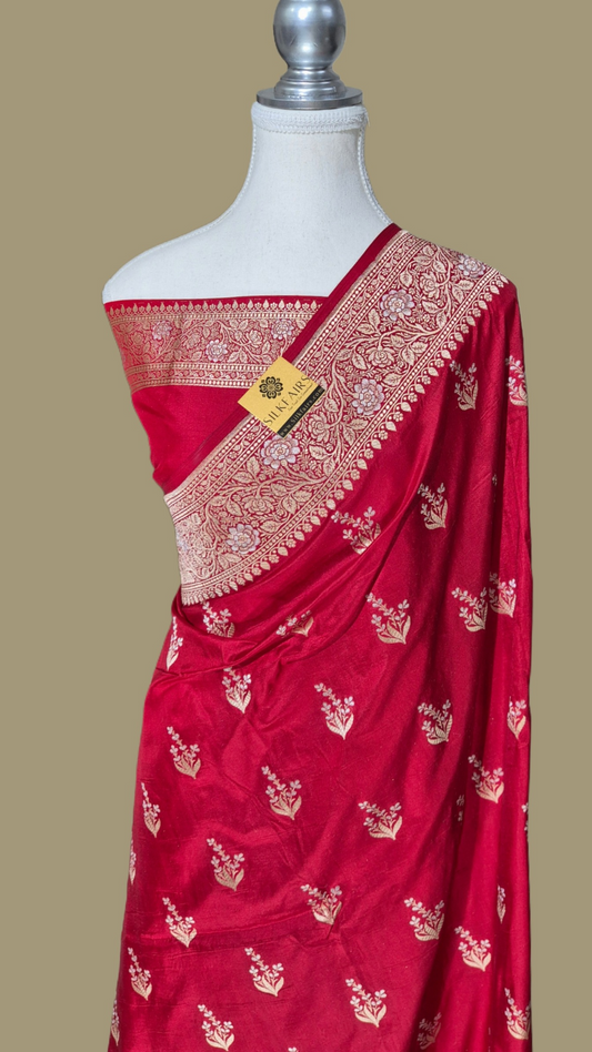 Pure Katan Silk Banarasi Handloom Saree -All Over Sona Roopa Work