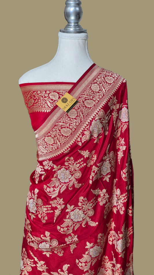 Pure Katan Silk Banarasi Handloom Saree -All Over Sona Roopa Work