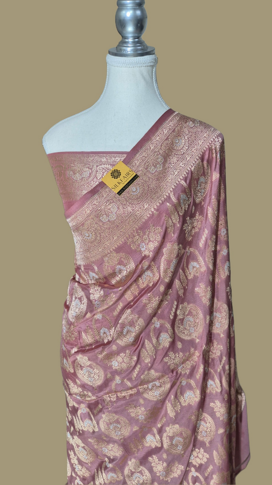 Pure Katan Silk Banarasi Handloom Saree -All Over Sona Roopa Work