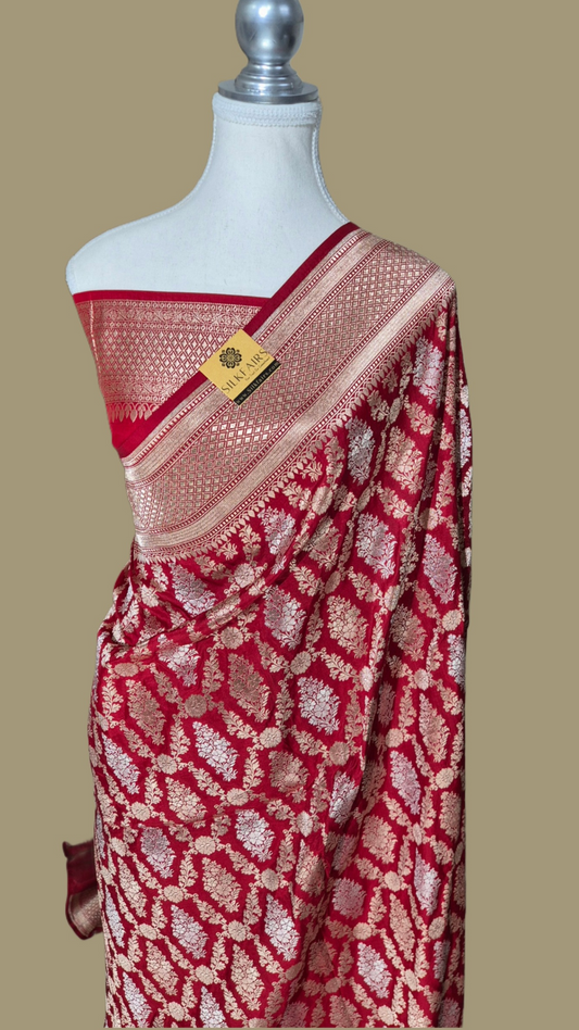 Pure Katan Silk Banarasi Handloom Saree -All Over Sona Roopa Work