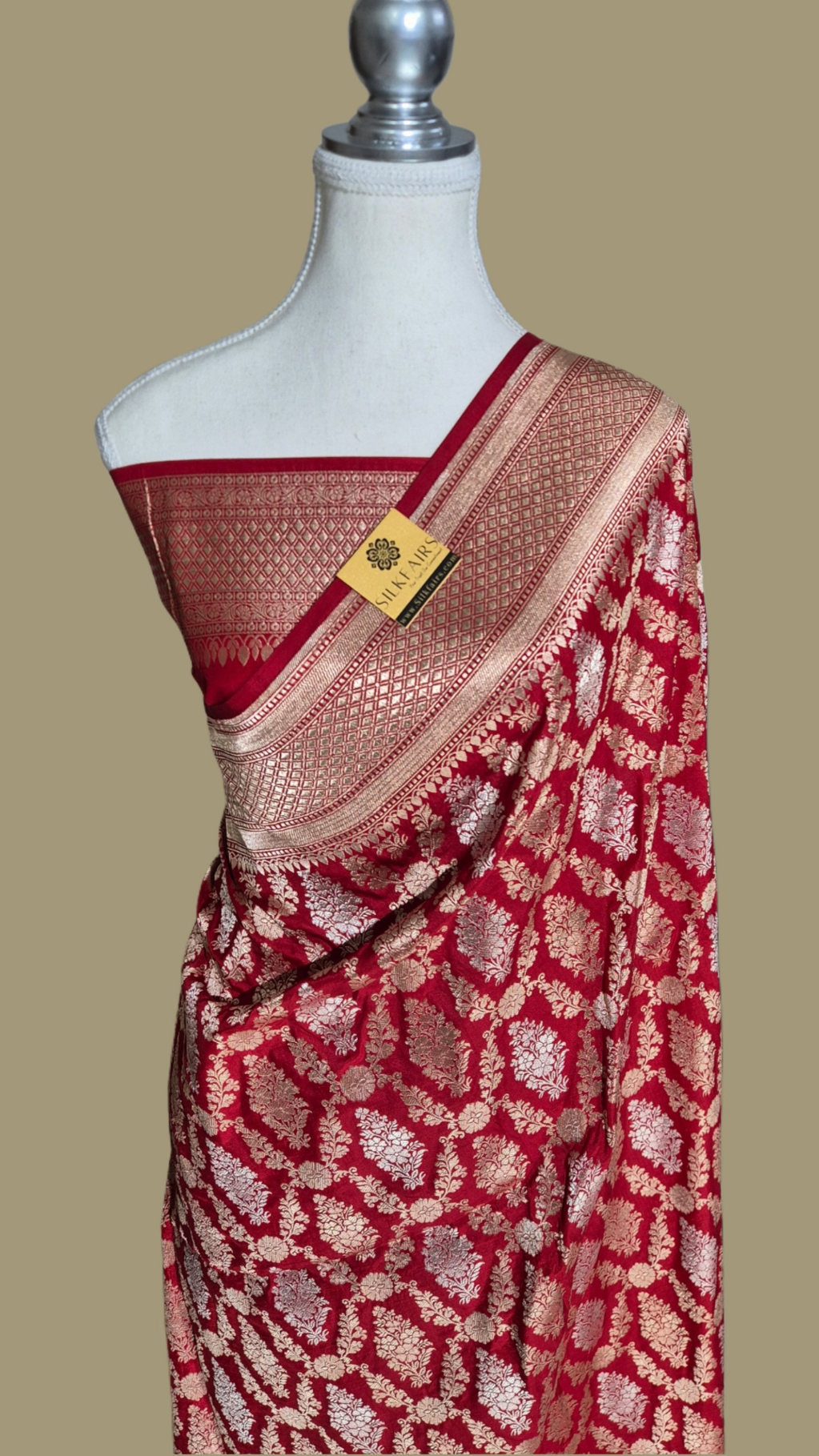 Pure Katan Silk Banarasi Handloom Saree -All Over Sona Roopa Work