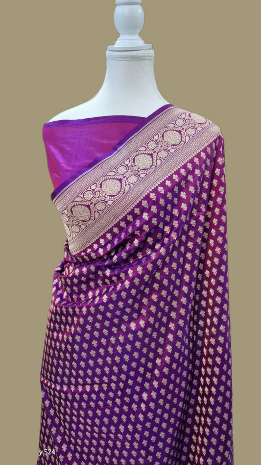 Pure Katan Silk Banarasi Handloom Saree -All Over Work