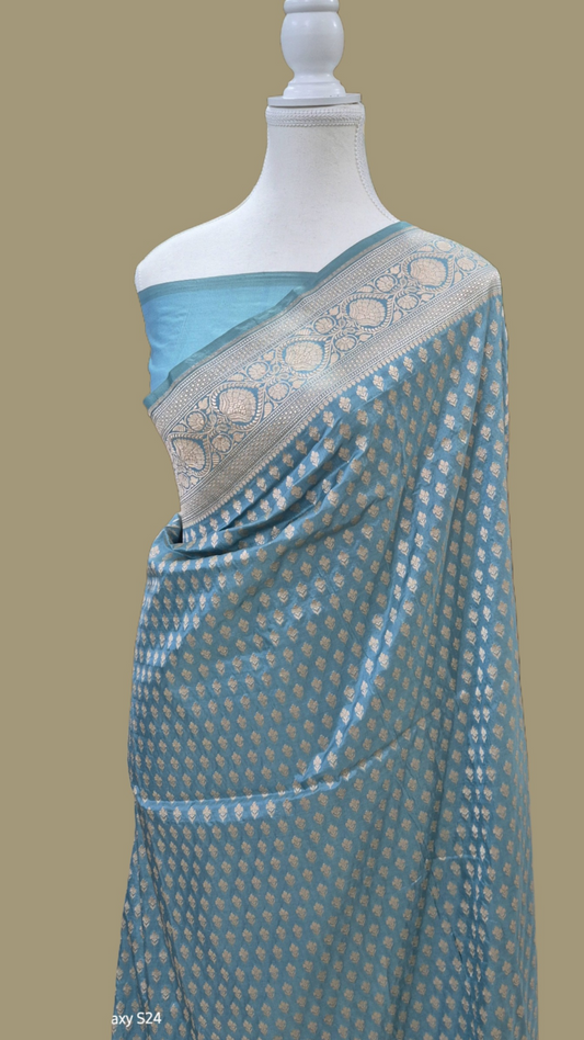 Pure Katan Silk Banarasi Handloom Saree -All Over Work