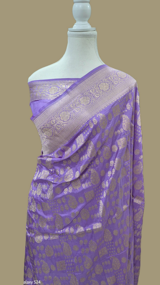 Pure Katan Silk Banarasi Handloom Saree -All Over Work