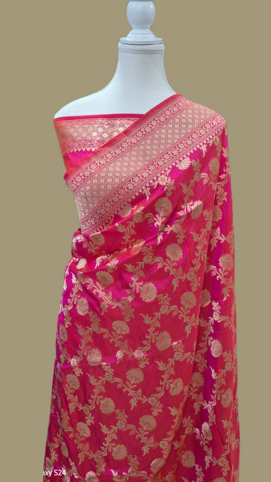 Pure Katan Silk Banarasi Handloom Saree -All Over Work