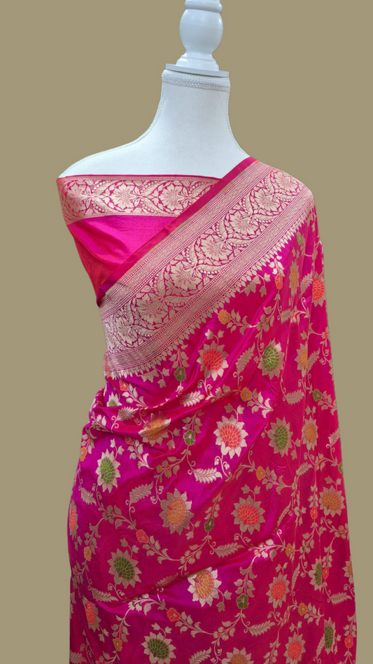 Pure Katan Silk Banarasi Handloom Saree -All Over Work