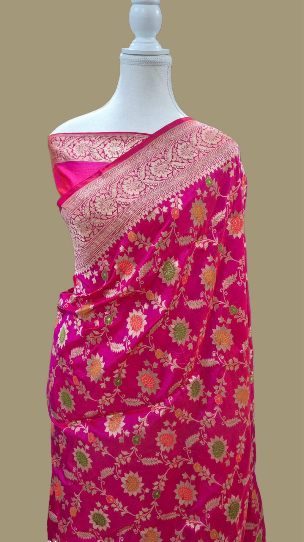Pure Katan Silk Banarasi Handloom Saree -All Over Work