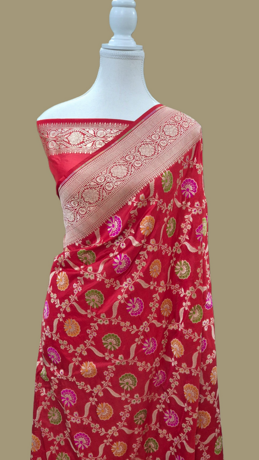 Pure Katan Silk Banarasi Handloom Saree -All Over Work