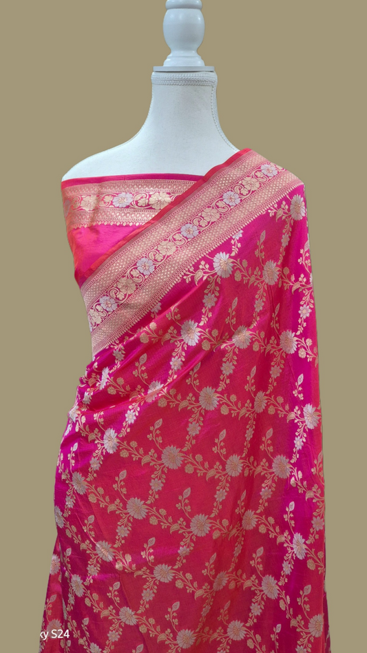 Pure Katan Silk Banarasi Handloom Saree -All Over Work