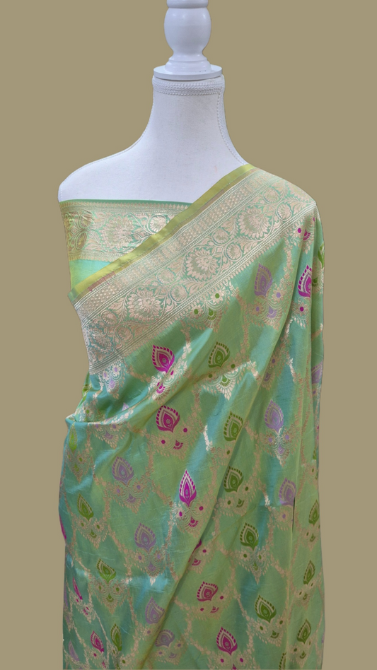 Pure Katan Silk Banarasi Handloom Saree -All Over Work