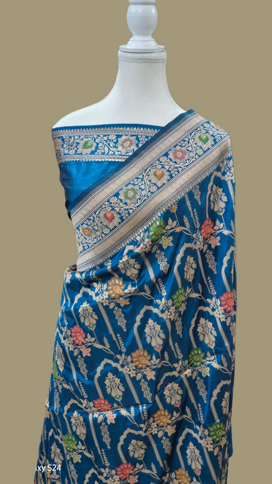 Pure Katan Silk Banarasi Handloom Saree -All Over Work