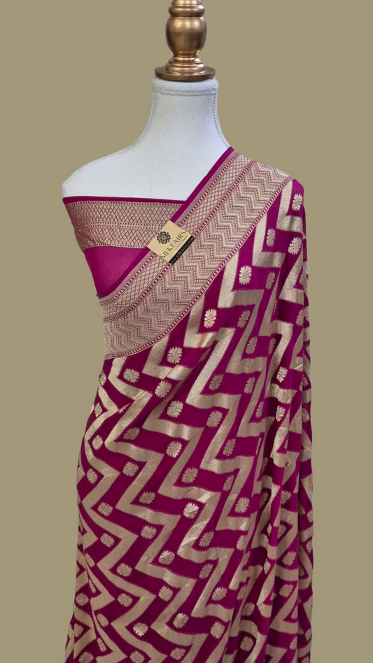Khaddi Georgette Handloom Banarasi Saree