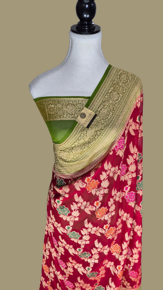 Khaddi Georgette Handloom Banarasi Saree