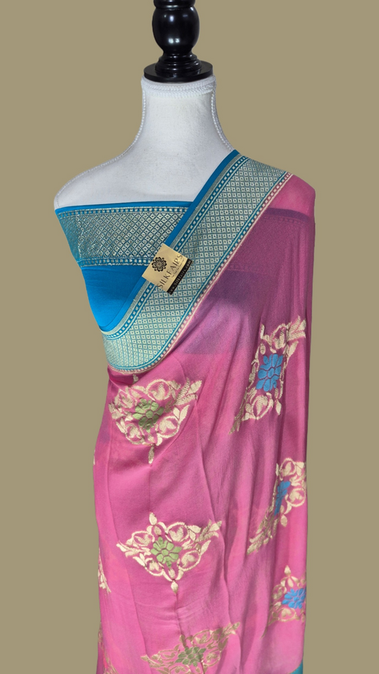 Khaddi Georgette Handloom Banarasi Saree