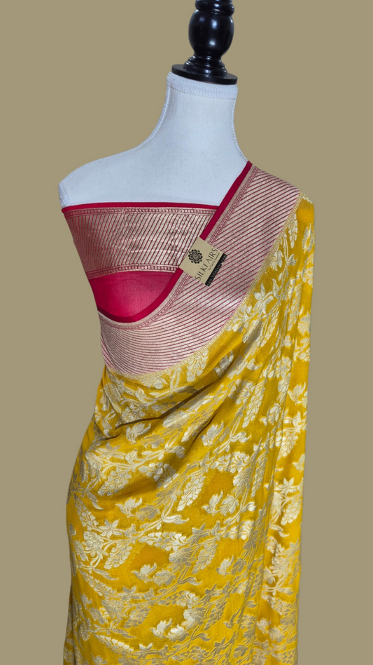Khaddi Georgette Handloom Banarasi Saree