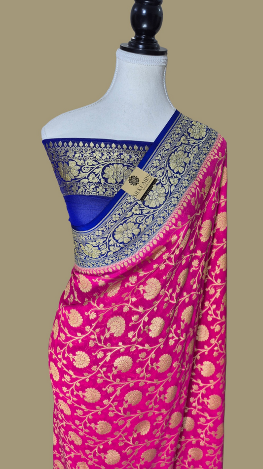 Khaddi Georgette Handloom Banarasi Saree