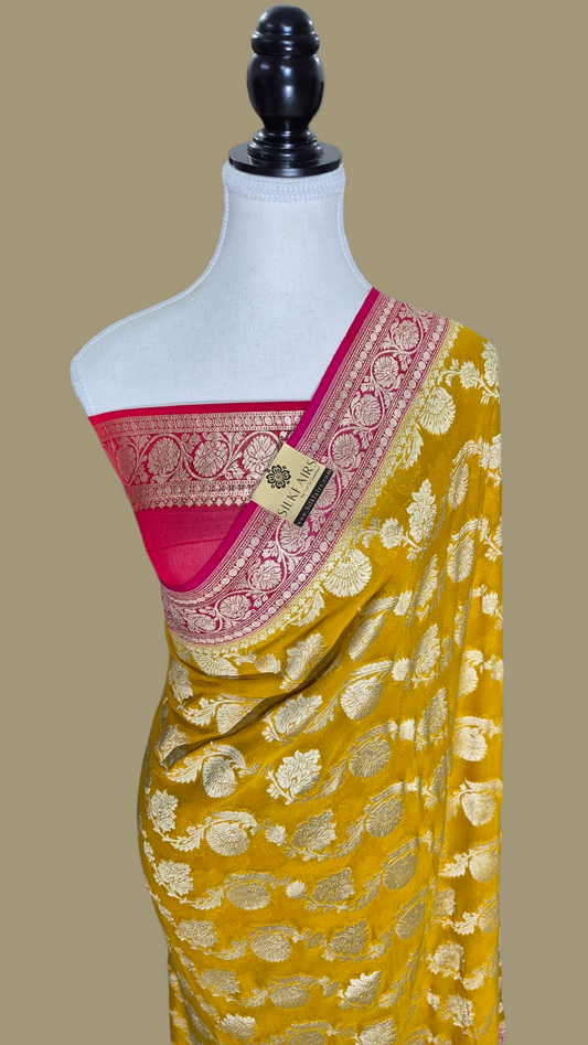 Khaddi Georgette Handloom Banarasi Saree