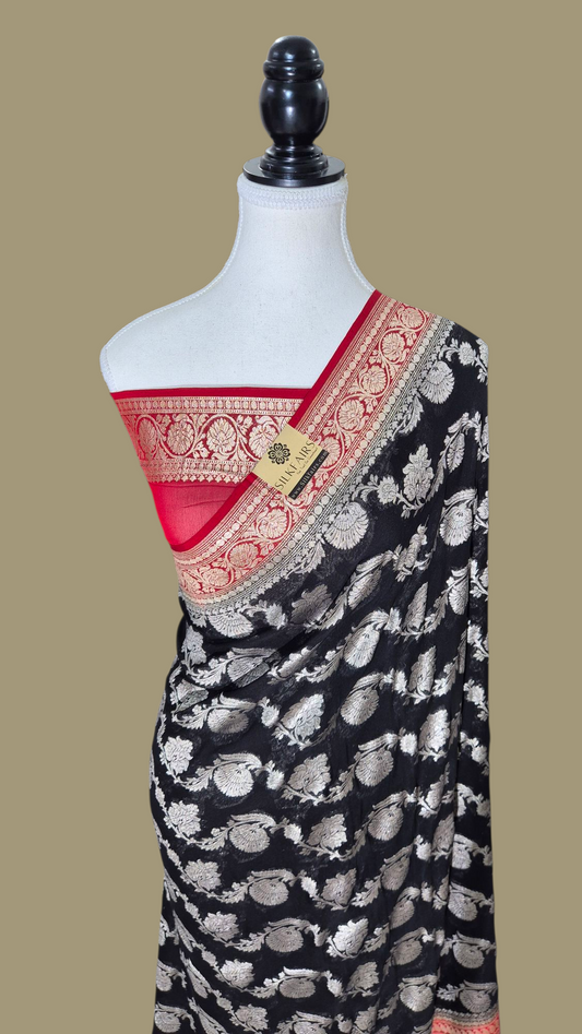 Khaddi Georgette Handloom Banarasi Saree