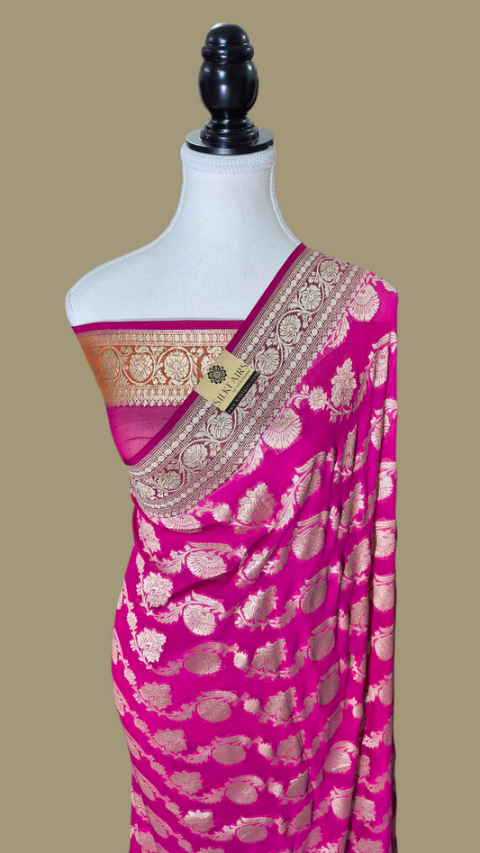 Khaddi Georgette Handloom Banarasi Saree