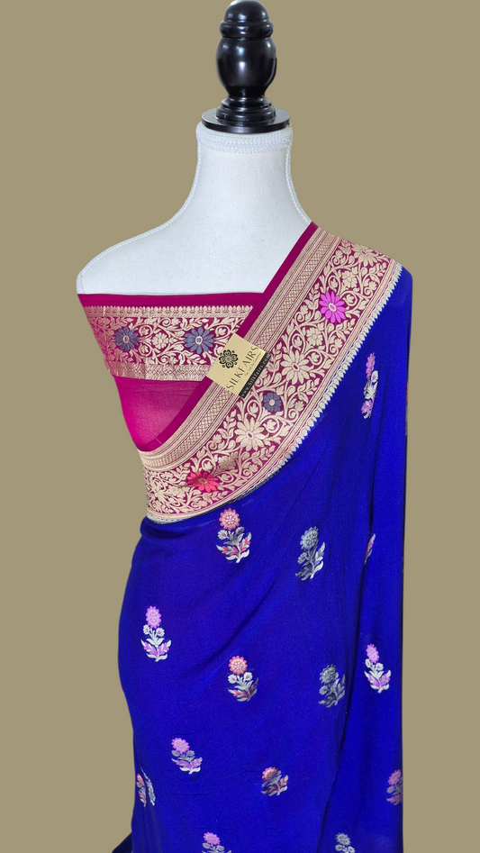 Khaddi Georgette Handloom Banarasi Saree