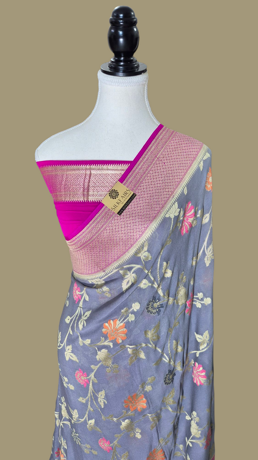 Khaddi Georgette Handloom Banarasi Saree