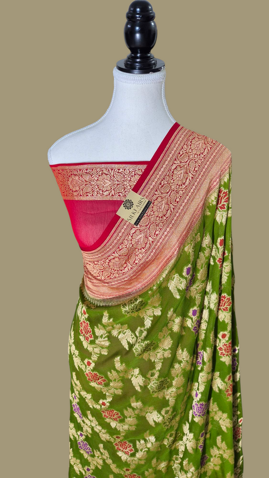 Khaddi Georgette Handloom Banarasi Saree