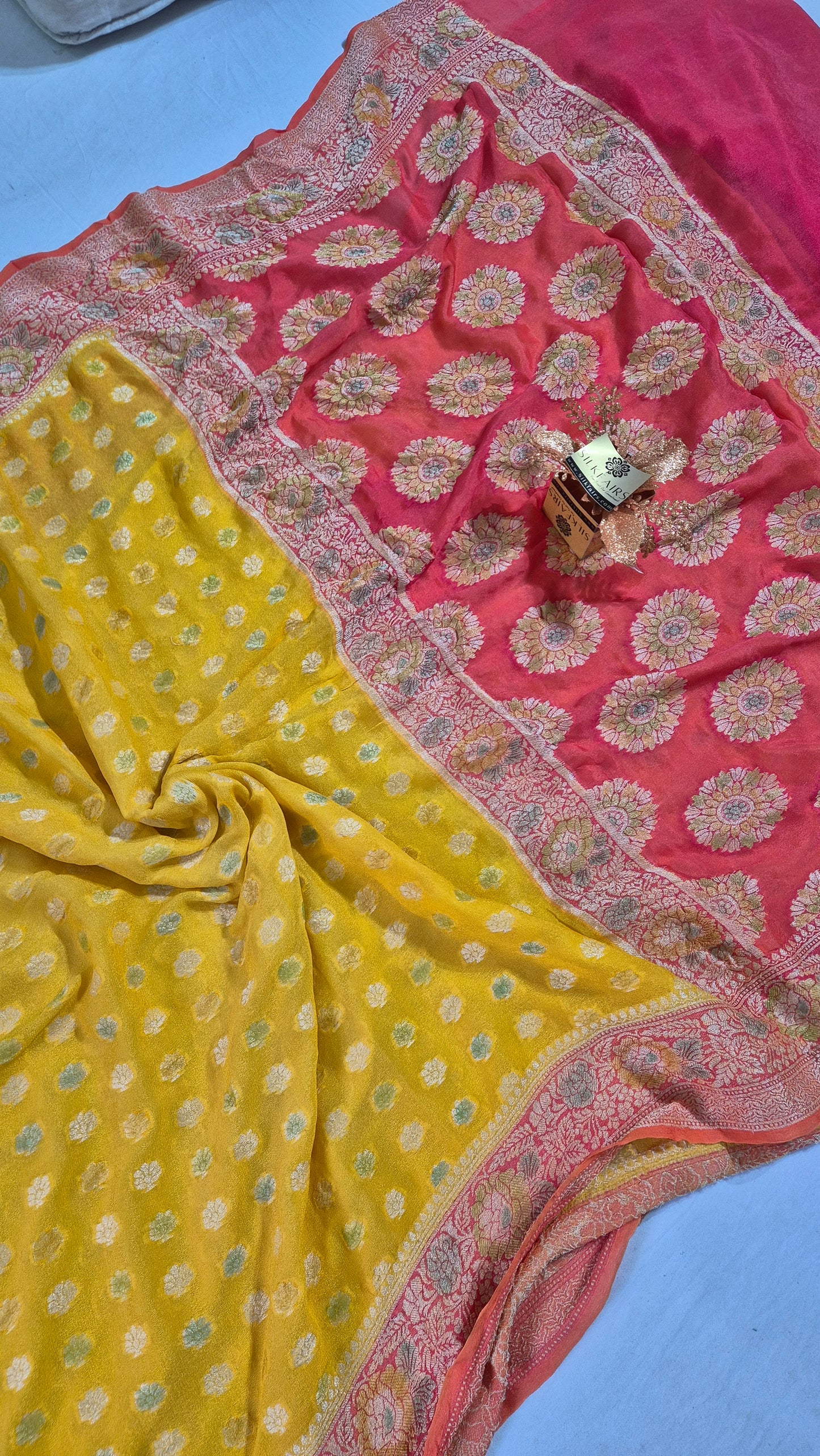 Pure Crepe Georgette Banarasi Saree -Meenakari