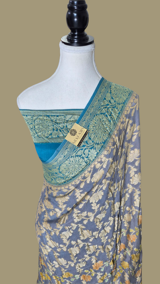 Pure Crepe Georgette Banarasi Saree -Meenakari