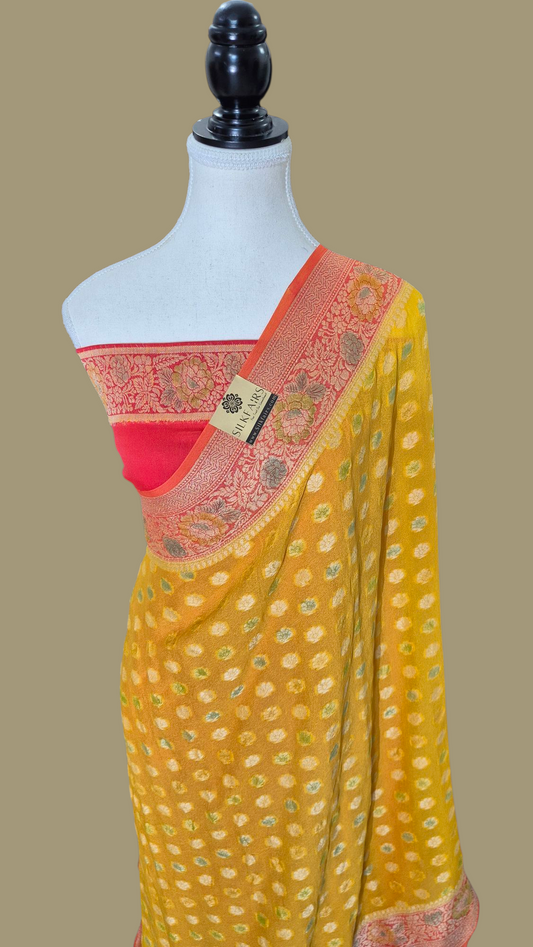 Pure Crepe Georgette Banarasi Saree -Meenakari
