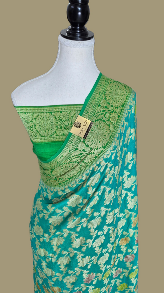 Pure Crepe Georgette Banarasi Saree -Meenakari