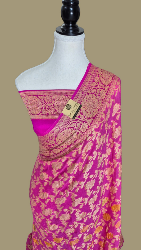 Pure Crepe Georgette Banarasi Saree -Meenakari