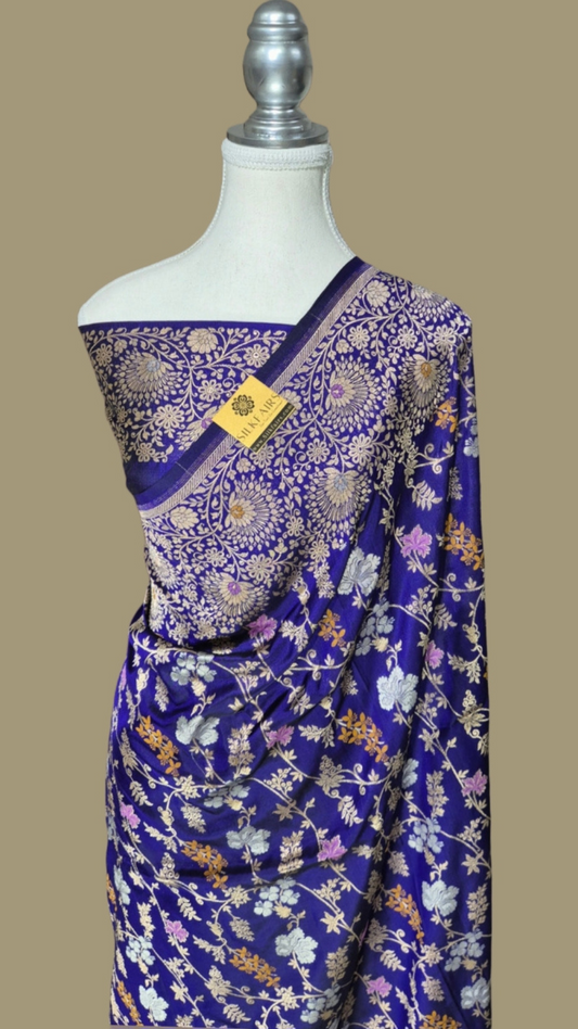Pure Katan Silk Banarasi Handloom Saree -All Over Work