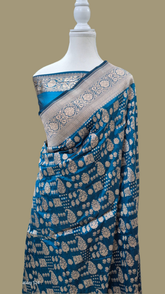 Pure Katan Silk Banarasi Handloom Saree -All Over Work